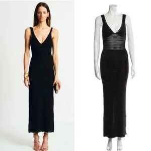 New Torn By Ronny Kobo Madi Crochet Open-Back Black Maxi Dress evening beach